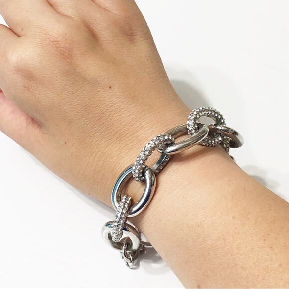 Chico’s Silver & Pave Crystal Link Bracelet - Picture 4 of 5